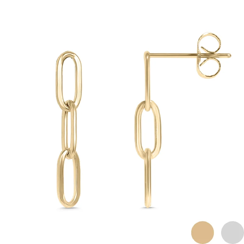 pearl earrings for women -pearl earrings for women -18K Gold PVD Stainless Steel Paperclip Earrings / ERJ0002