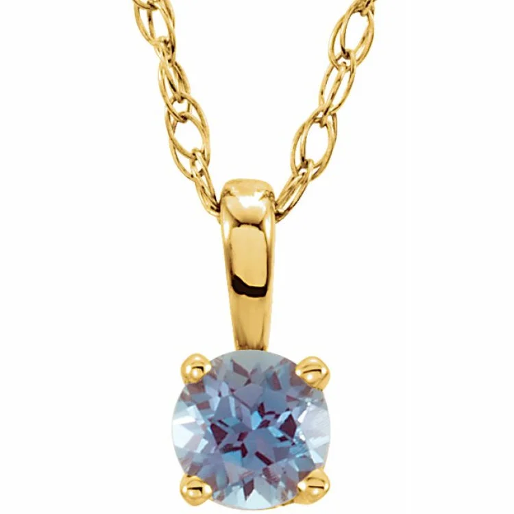 custom necklaces for women -14K Yellow 3 mm Lab-Grown Alexandrite Youth Solitaire 14" Necklace