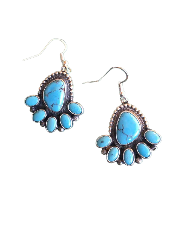 women’s hoop earrings with diamonds -Like a Bear Footprint Turquoise French Wire Earrings