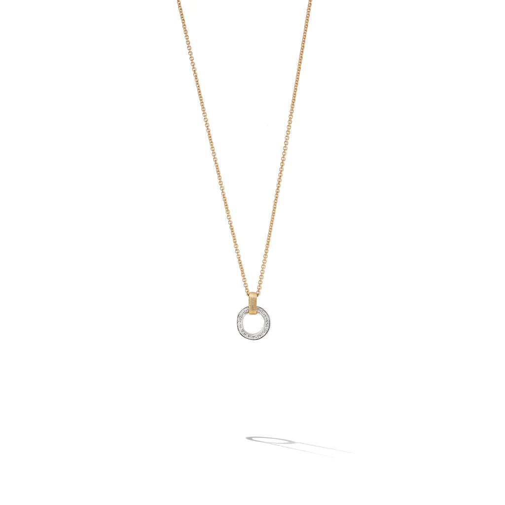 vintage-inspired necklaces for women -18kt Yellow & White Gold Flat-Link Diamond Jaipur Link Collection Pendant Necklace