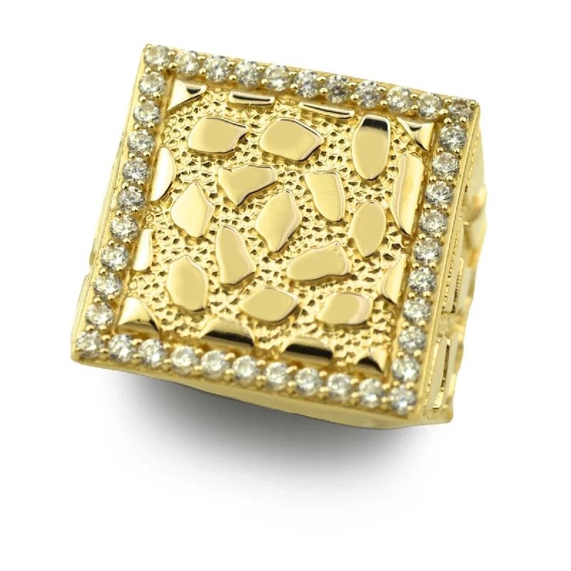 square engagement rings for women -10KT Yellow Gold and Cubic Zirconia Nugget Ring