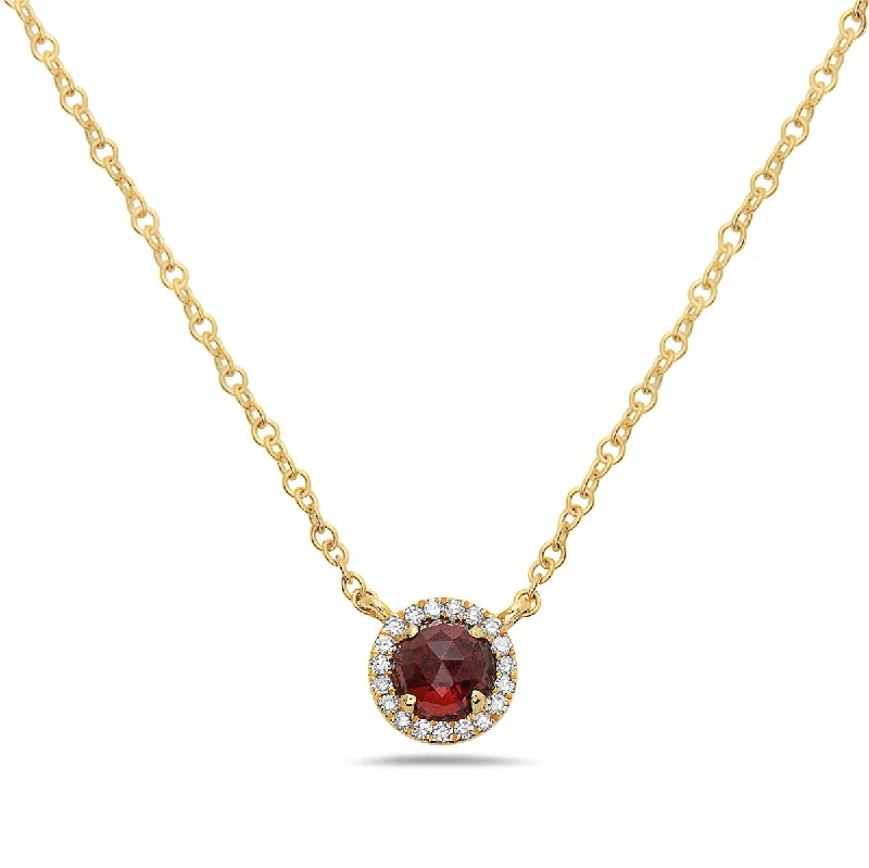 cubic zirconia necklaces for women -Garnet And Diamond Halo Necklace