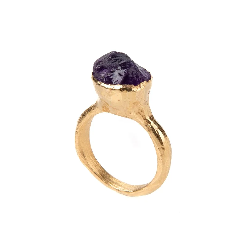 antique rings for women -Rough Amethyst ring