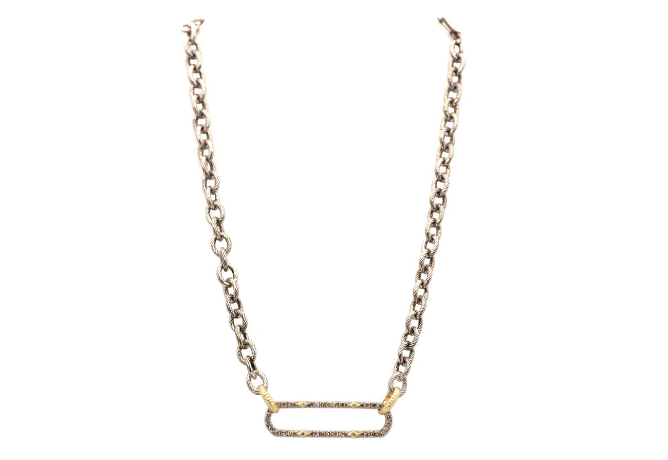 pearl necklaces for women -Pave Diamond Paperclip Chain Link Necklace