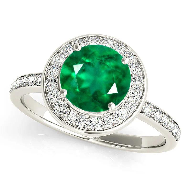 sapphire wedding rings for women -1.70 ct. Genuine Emerald Ring With Halo, Invisible Gallery