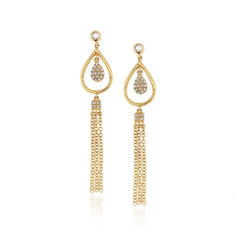 long dangling earrings for women -long dangling earrings for women -YELLOW GOLD DANGLE EARRINGS WITH 48 ROUND DIAMONDS, .16 CT TW