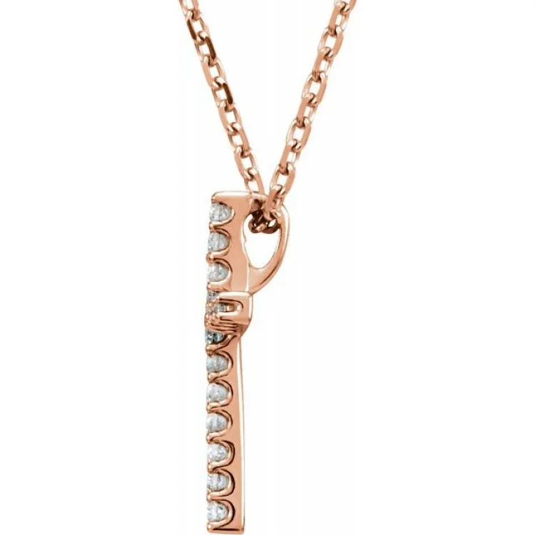 bohemian necklaces for women -14K Rose .06 CTW Natural Diamond Petite Cross 16" Necklace