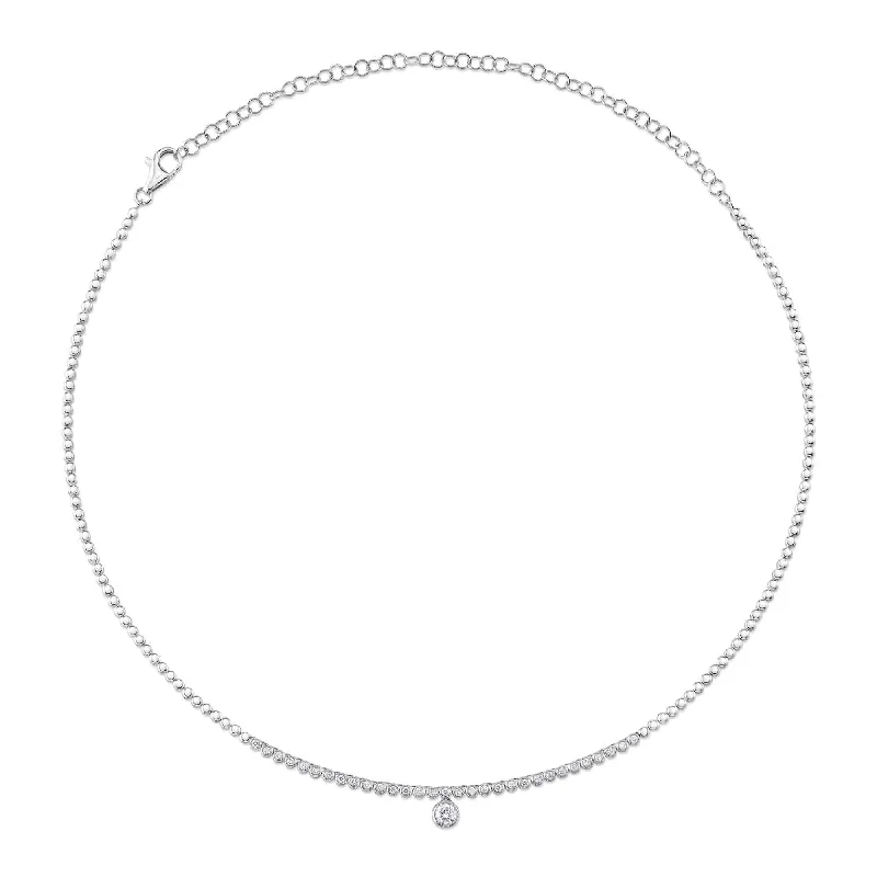 custom pendant necklaces for women -14kt. White Gold Necklace with 0.69ct RBC diamond Bezel Set in the center