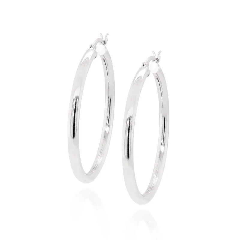 oversized earrings for women -oversized earrings for women -STERLING SILVER POLISHED HOOP EARRINGS, 40MM