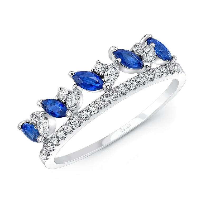 oval diamond engagement rings for women -Uneek Precious Collection Marquise Blue Sapphire Fashion Ring