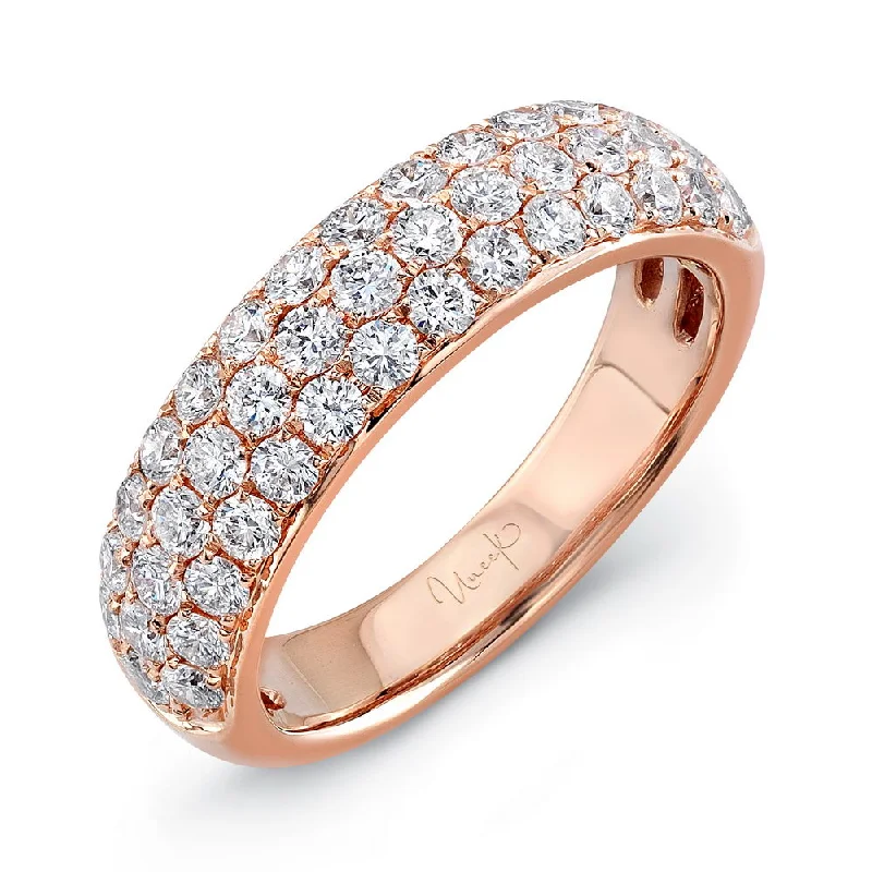 rose gold solitaire rings for women -Uneek Trio Collection 3-Row Fashion Ring