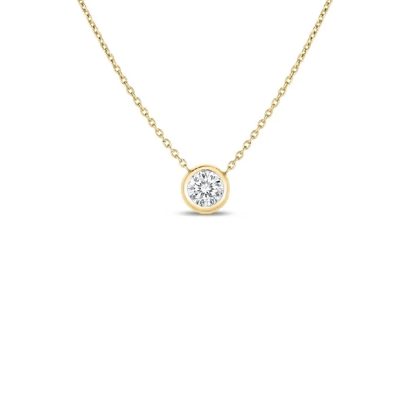 luxurious diamond necklaces for women -18kt Yellow Gold Bezel Set Solitaire Pendant Necklace