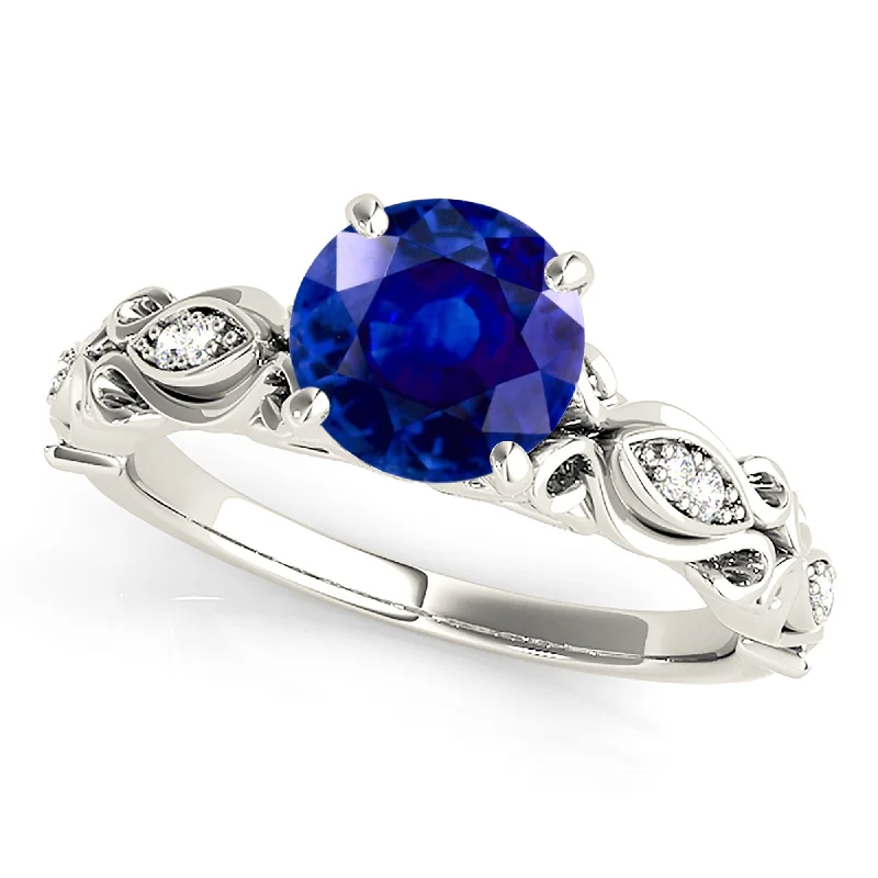 classic engagement rings for women -1.80 ct. Genuine Blue Sapphire Vintage Ring