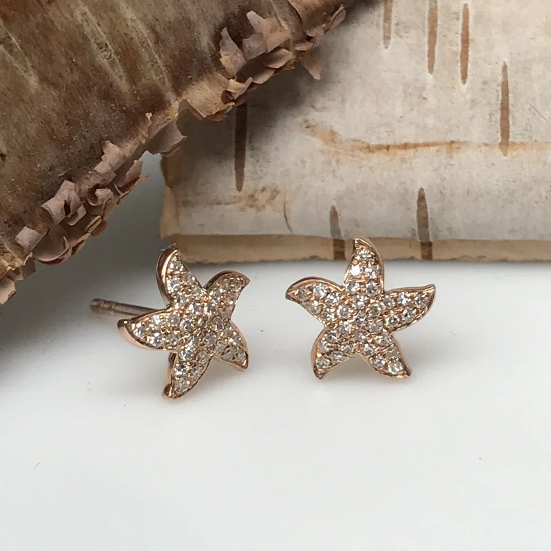 custom gold earrings for women -custom gold earrings for women -Pave Starfish Earrings