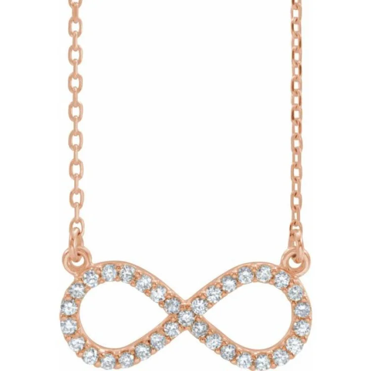 chunky chain necklaces for women -14K Rose 1/8 CTW Natural Diamond Infinity 16 1/2" Necklace