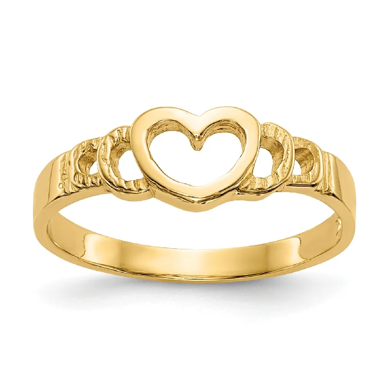 affordable engagement rings for women -14KT Yellow Gold Heart Baby Ring; Size 3