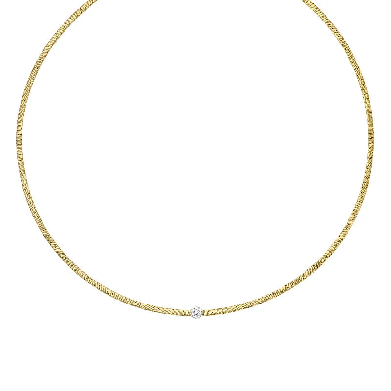 women’s art deco necklaces -14K Gold Satin Italian Silk Diamond Necklace