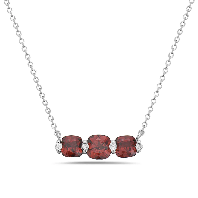 colorful gemstone necklaces for women -Garnet And Diamond Halo Necklace