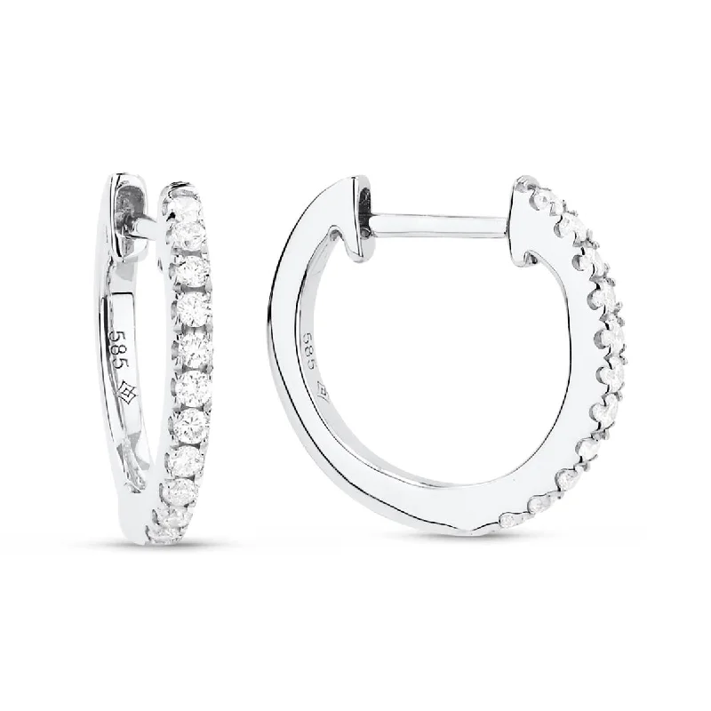 minimalist earrings for women -minimalist earrings for women -WHITE GOLD AND DIAMOND HOOP EARRINGS, .14 CT TW