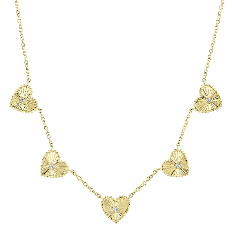 women’s fashion statement necklaces -14kt. Yellow gold Diamond Bezel Heart Necklace with 0.09ct TW Diamonds