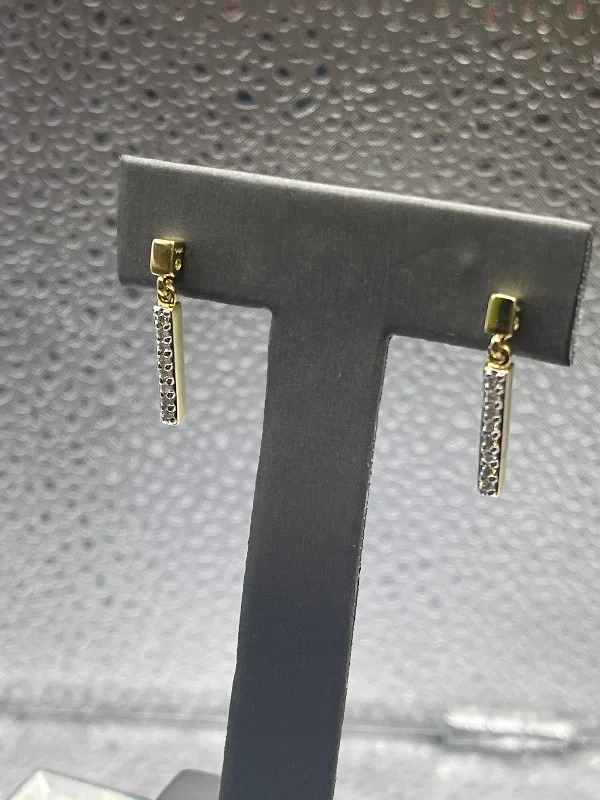 women’s gold drop earrings -women’s gold drop earrings -Ladies 14 Karat Solid Yellow Gold Dangling Diamond Earrings