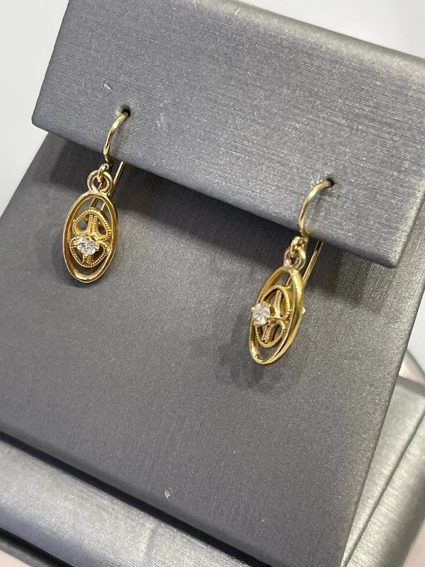 statement drop earrings for women -14K Yellow Gold & Diamond Dangling Earrings