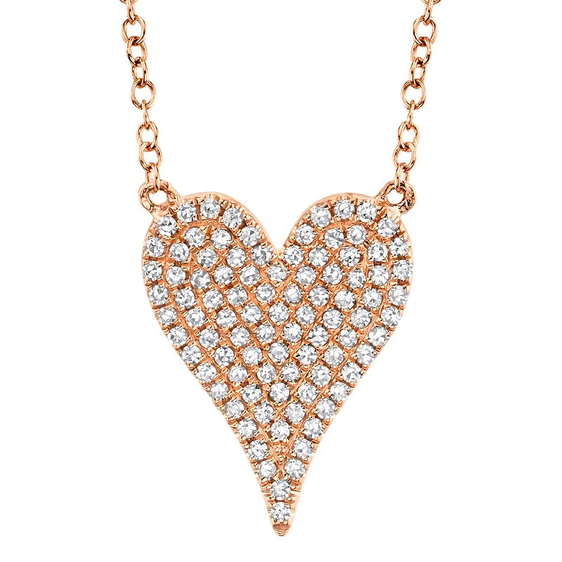 simple gold necklaces for women -Diamond Pave Heart Pendant Necklace