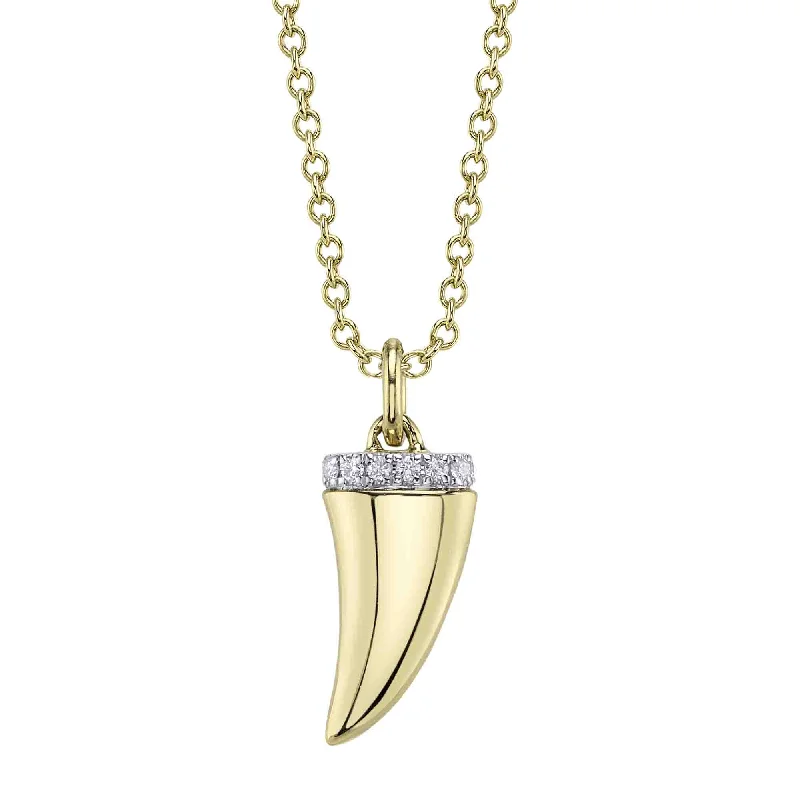 colorful gemstone necklaces for women -14kt. Yellow Gold Diamond Tusk Pendant Necklace