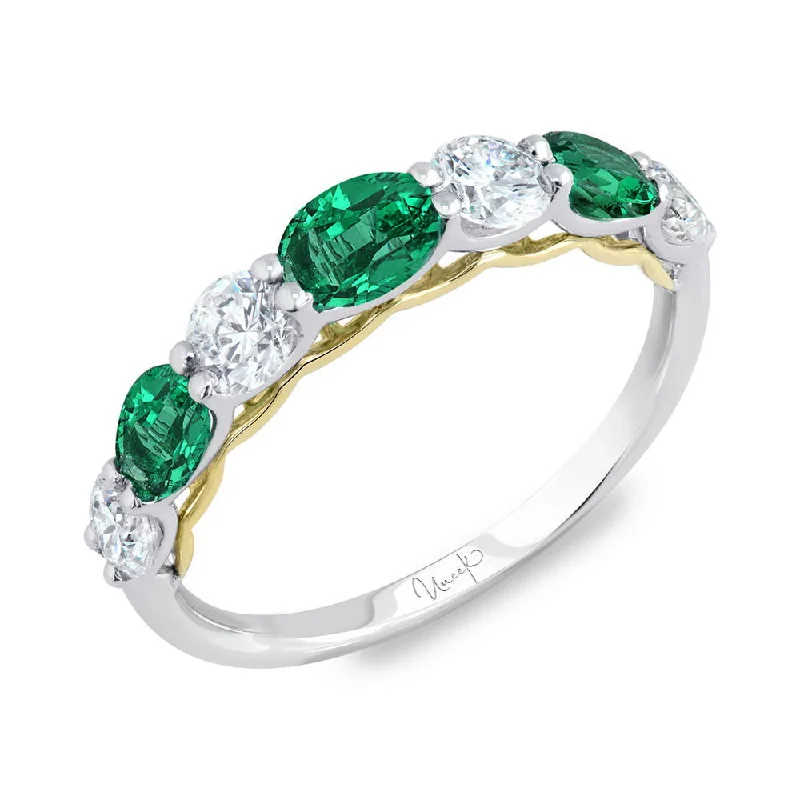 two-tone engagement rings for women -Uneek Precious Collection Oval Shaped Emerald Fashion Ring