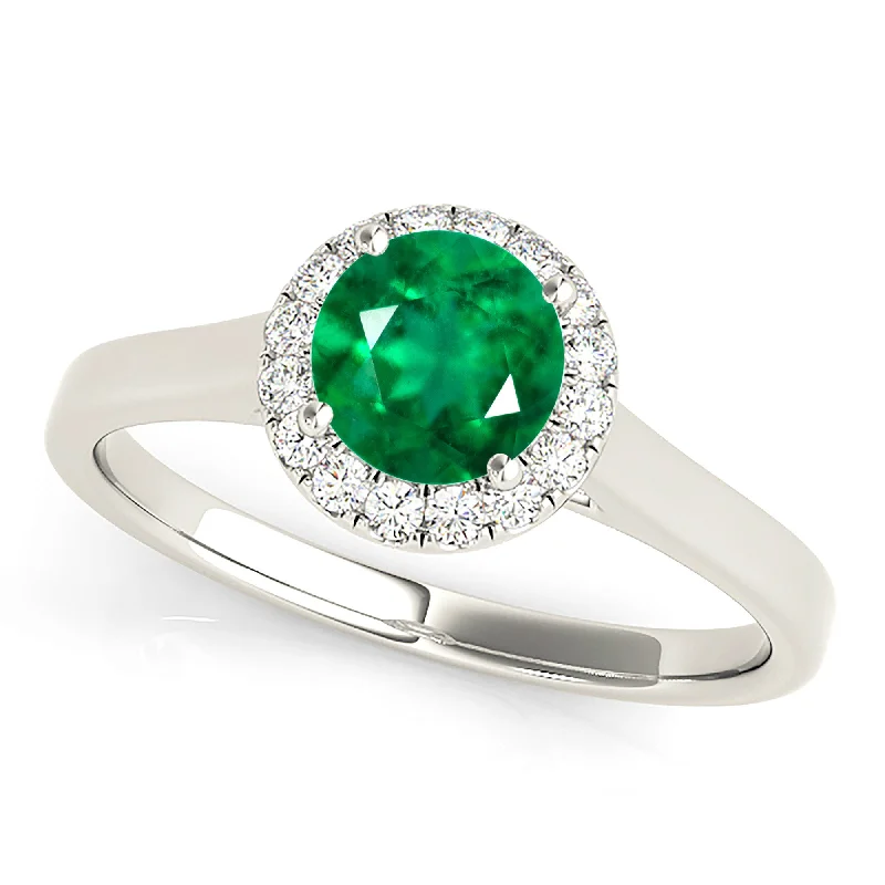 square diamond rings for women -1.15 ct. Genuine Emerald Ring With Halo And Solid Gold Shank