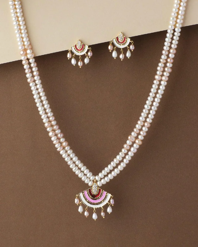 simple necklaces for women -Beautiful Real Pearl Necklace Set