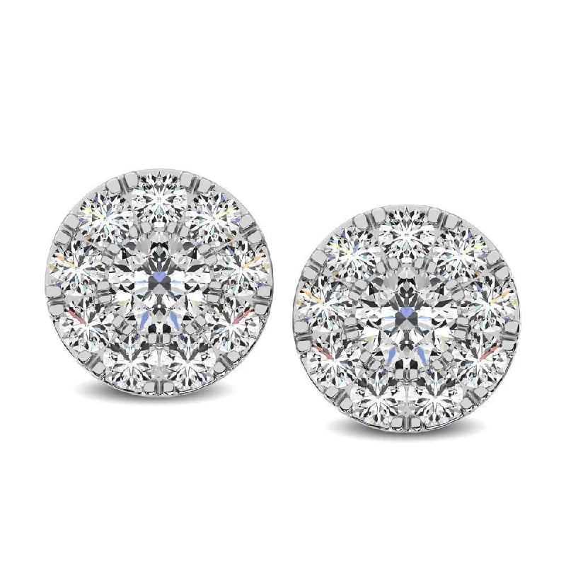 art deco earrings for women -Diamond 1/4 Ct.Tw. Round Frame Stud Earrings