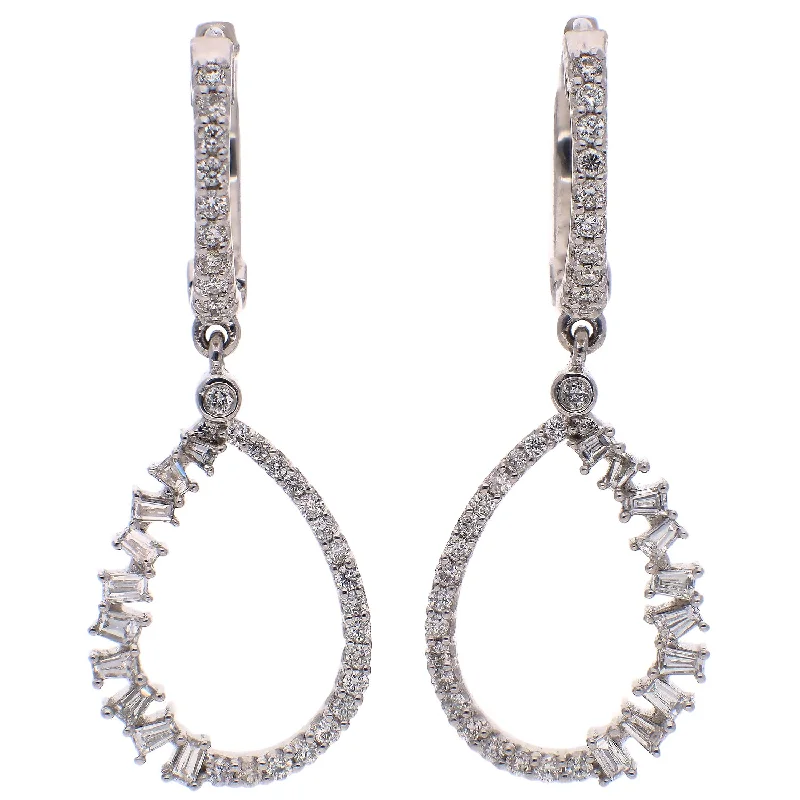 fashion hoop earrings for women -14K White Gold Diamond Earrings