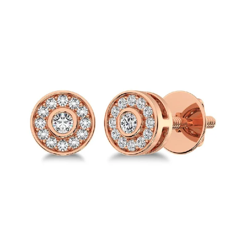 women’s designer stud earrings -10K Rose Gold 1/6 Ct.Tw. Diamond Round Shape Stud Earrings