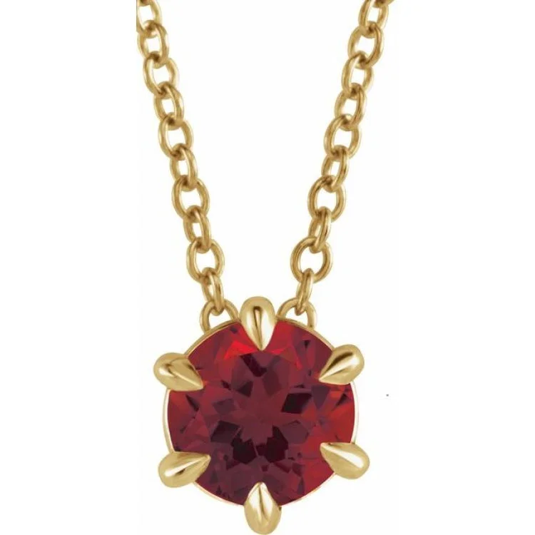 vintage necklaces for women -14K Yellow 6 mm Lab-Grown Ruby Solitaire 16-18" Necklace