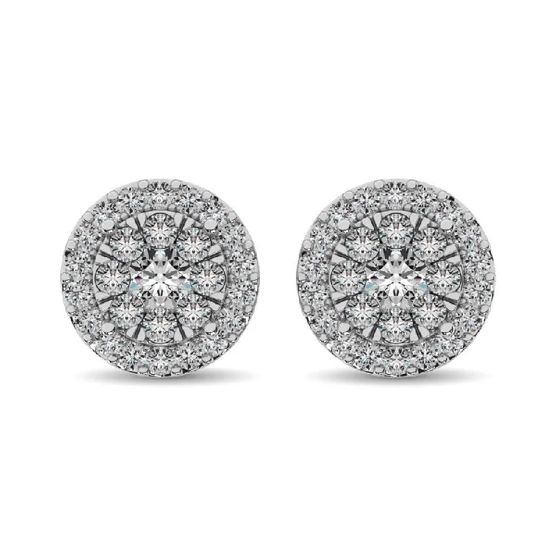 women’s stud earrings with pearls -Diamond Stud earrings 3/4 ct tw in 14K White Gold