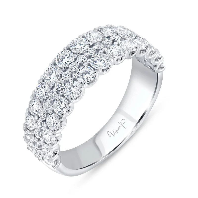 contemporary engagement rings for women -Uneek Signature Collection 3-Row Anniversary Ring