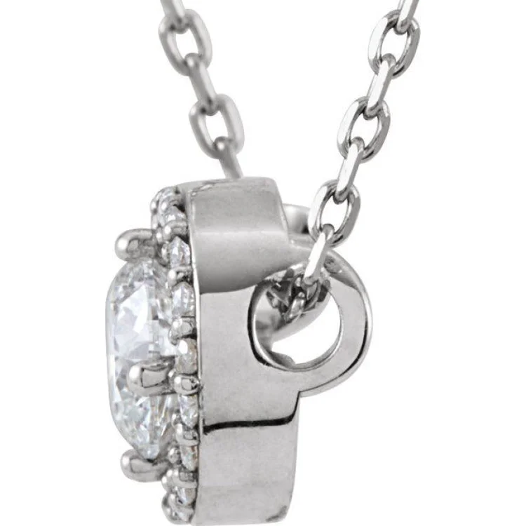 diamond pendant necklaces for women -14K White 3/8 CTW Natural Diamond Halo-Style 16" Necklace