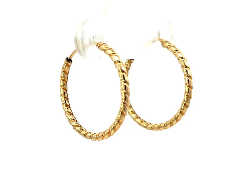 women’s heart earrings -Solid 14K Yellow Gold Swirl Hoop Earrings