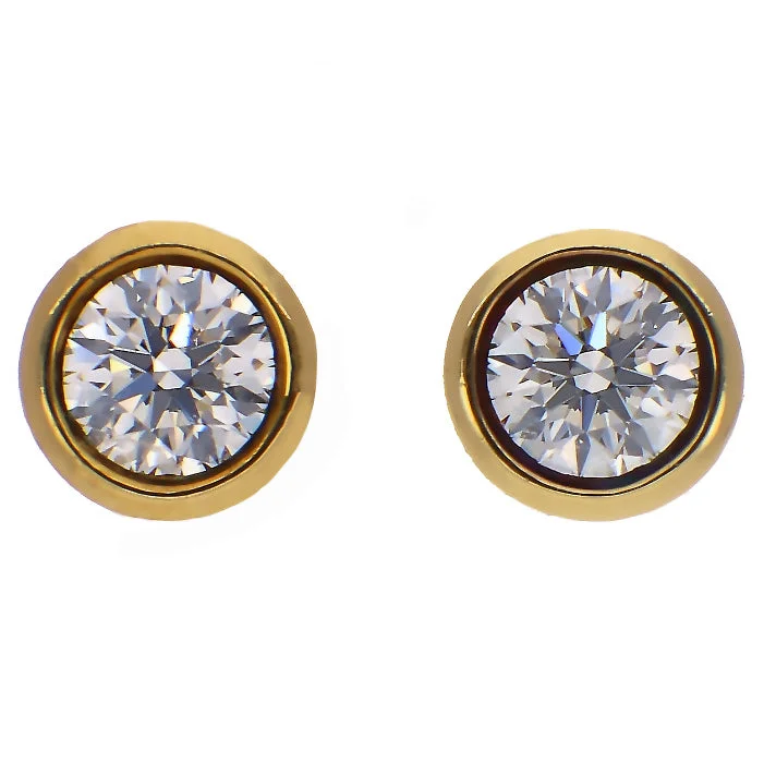 classic earrings for women -18K Yellow Gold Elsa Peretti Tiffany Diamond Earrings