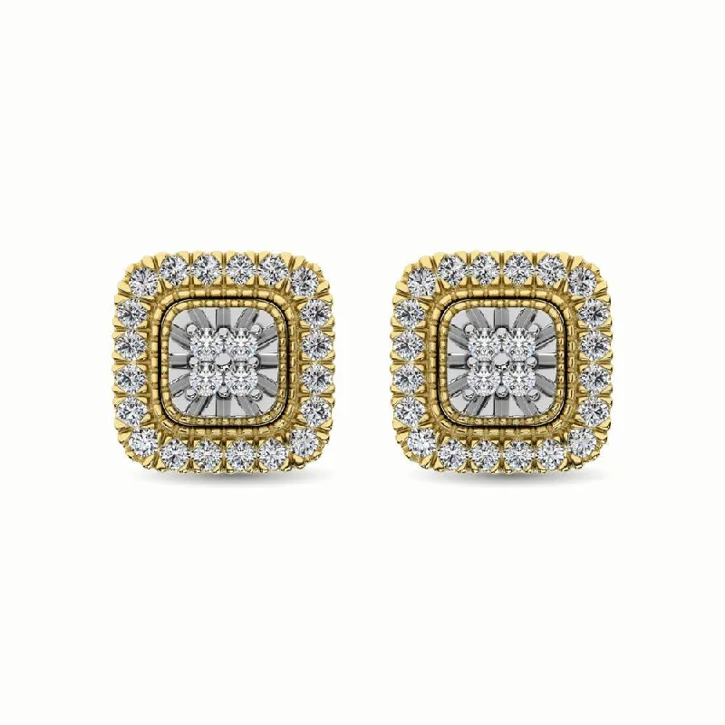 sterling silver hoop earrings for women -10K Yellow Gold 1/3 Ct.Tw. Diamond Stud Earrings