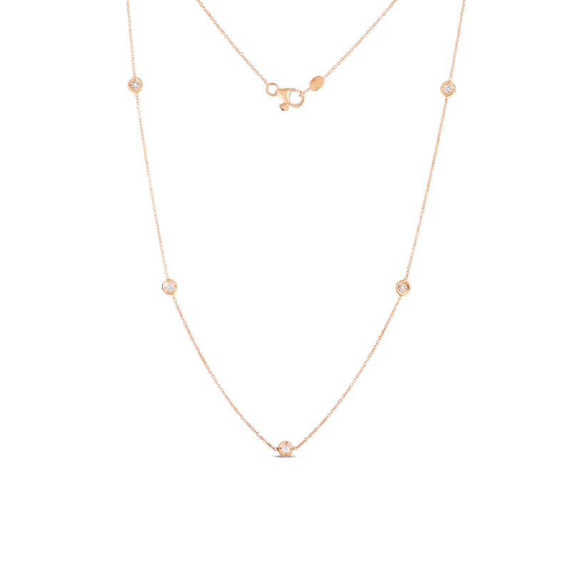 custom initial necklaces for women -18K Rose Gold 5 Station Diamonds by the Inch Necklace