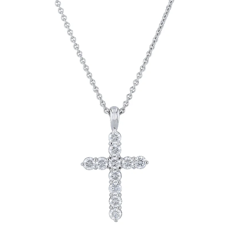 sparkly necklaces for women -Diamond Cross Pendant White Gold Necklace