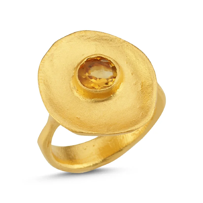 platinum diamond rings for women -One Heart Citrine Ring