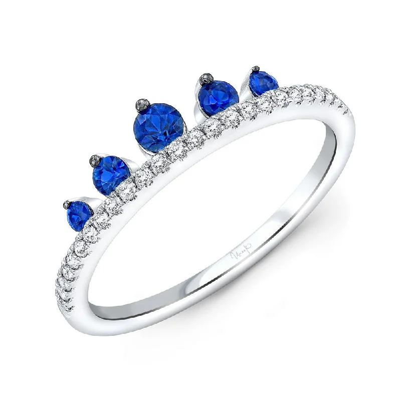 gemstone engagement rings for women -Uneek Precious Collection Round Blue Sapphire Fashion Ring