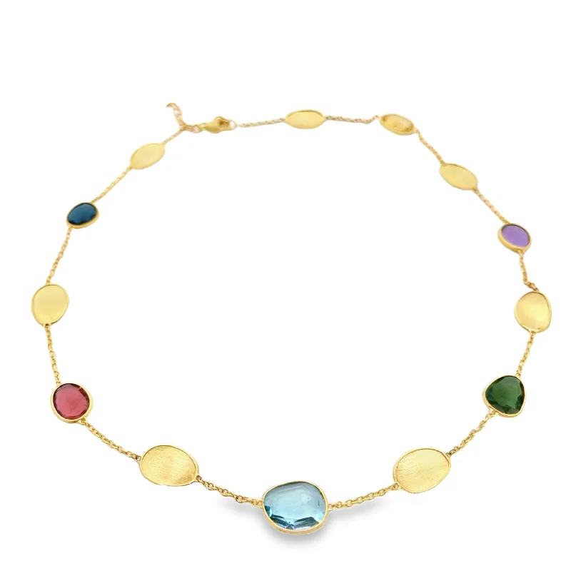 colorful pearl necklaces for women -18kt Yellow Gold Mixed Stone Lunaria Collection Necklace