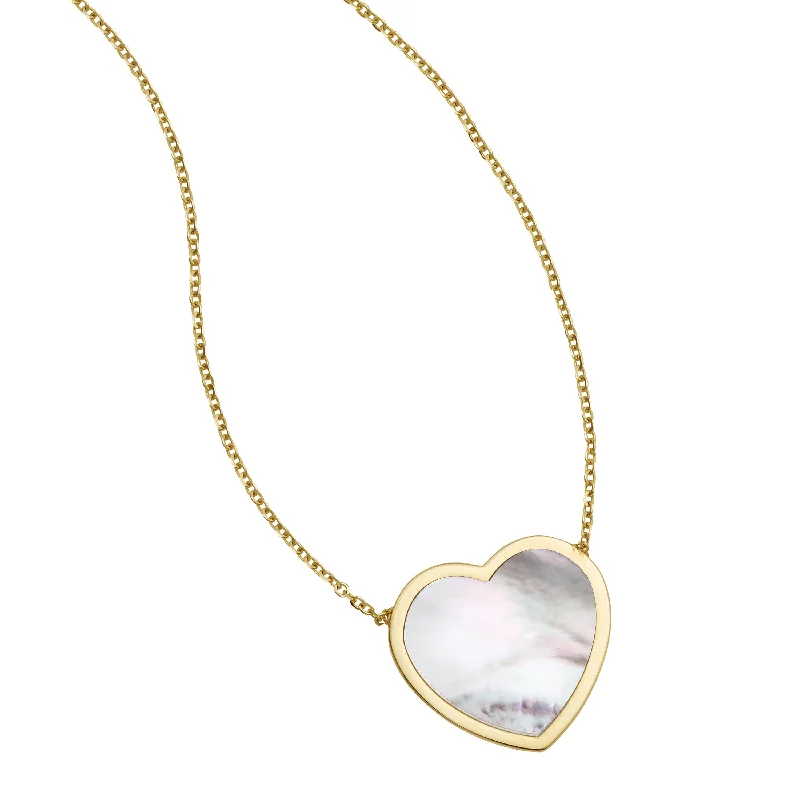 gold chain necklaces for women -14K Gold Mother of Pearl Heart Necklace