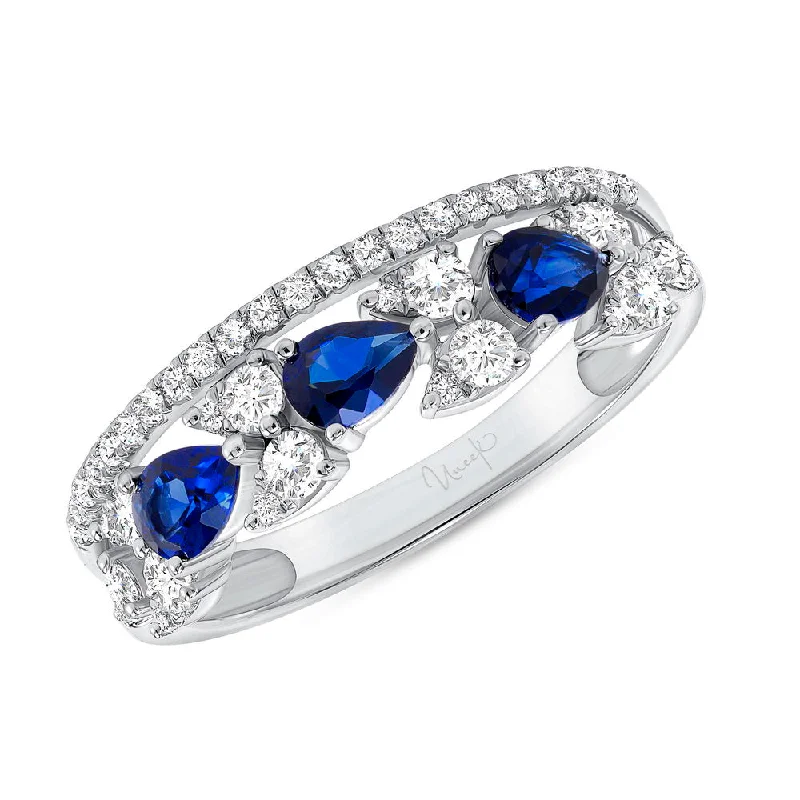 unique diamond rings for women -Uneek Precious Collection Round Blue Sapphire Fashion Ring