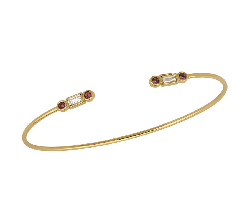 geometric bangles for women -Goldbug Birthstone Cuff Bangle