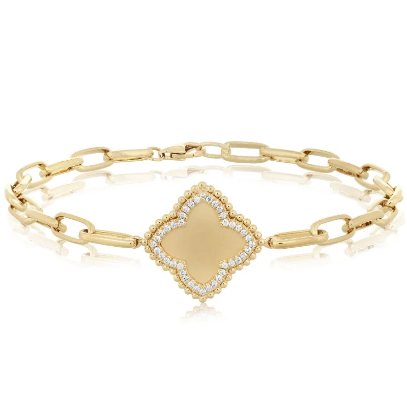 simple bangles for women -DOVES Diamond Clover Bracelet